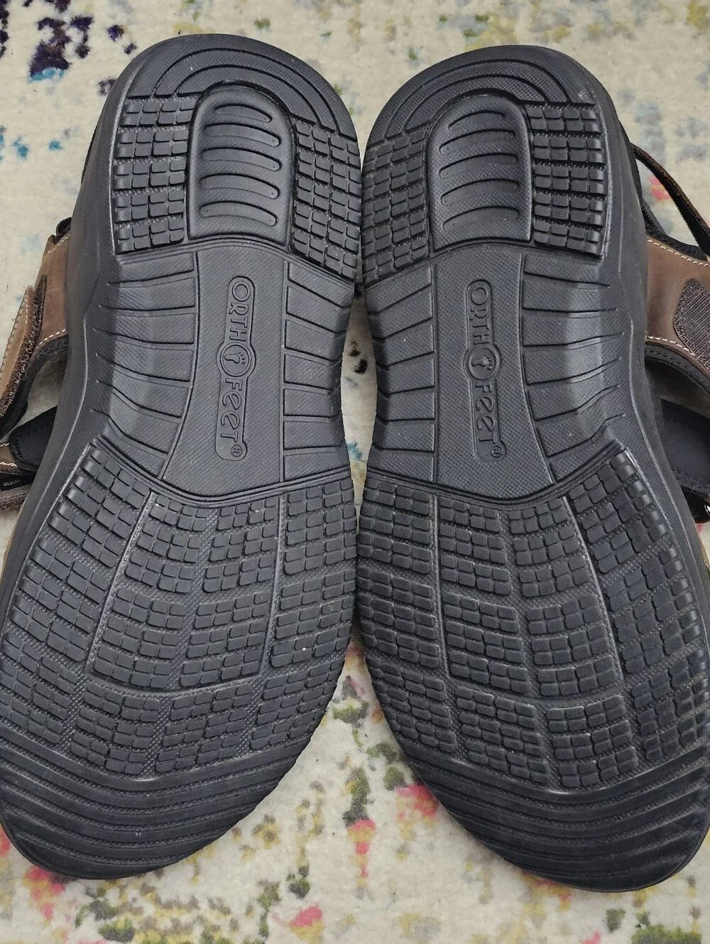Orthofeet 565 Sandals Mens 10 2E Wide Brown Leather Arch Support Walking